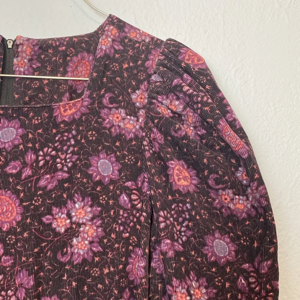 Vintage Laura Ashley Womens Size 10 Purple Floral Pinwale Cordurory Modest Dress - Picture 3 of 12